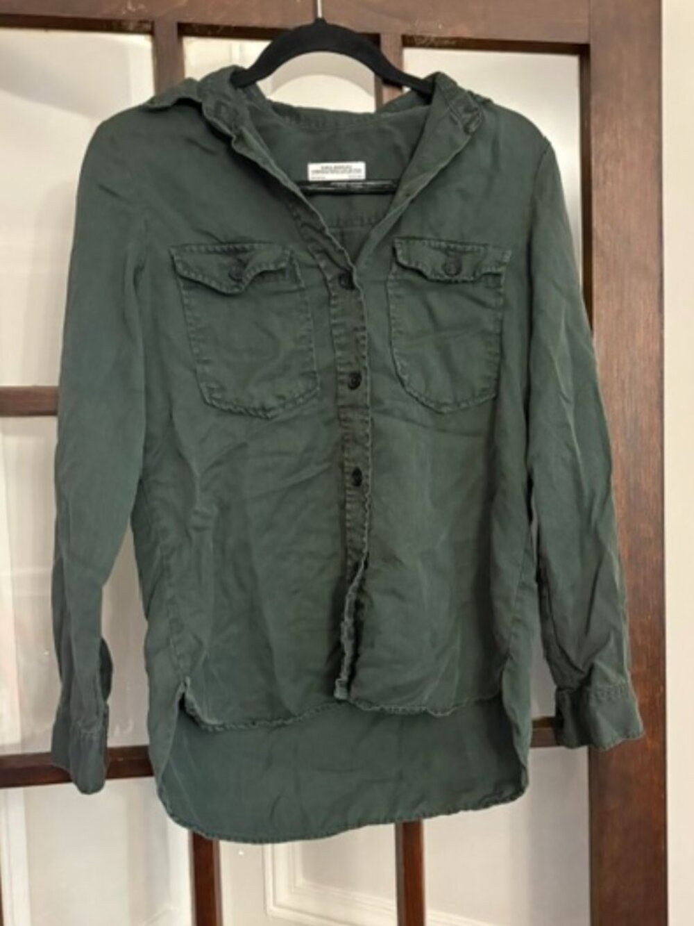 Zara Green Button-Down Shirt, Size Small